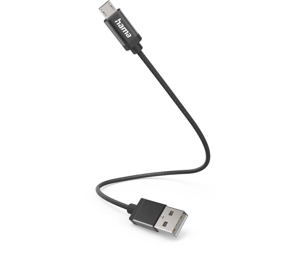 USB-A - Micro USB, 0,2 m, Nylon, Noir Câble de recharge Hama 785300173821 Photo no. 1