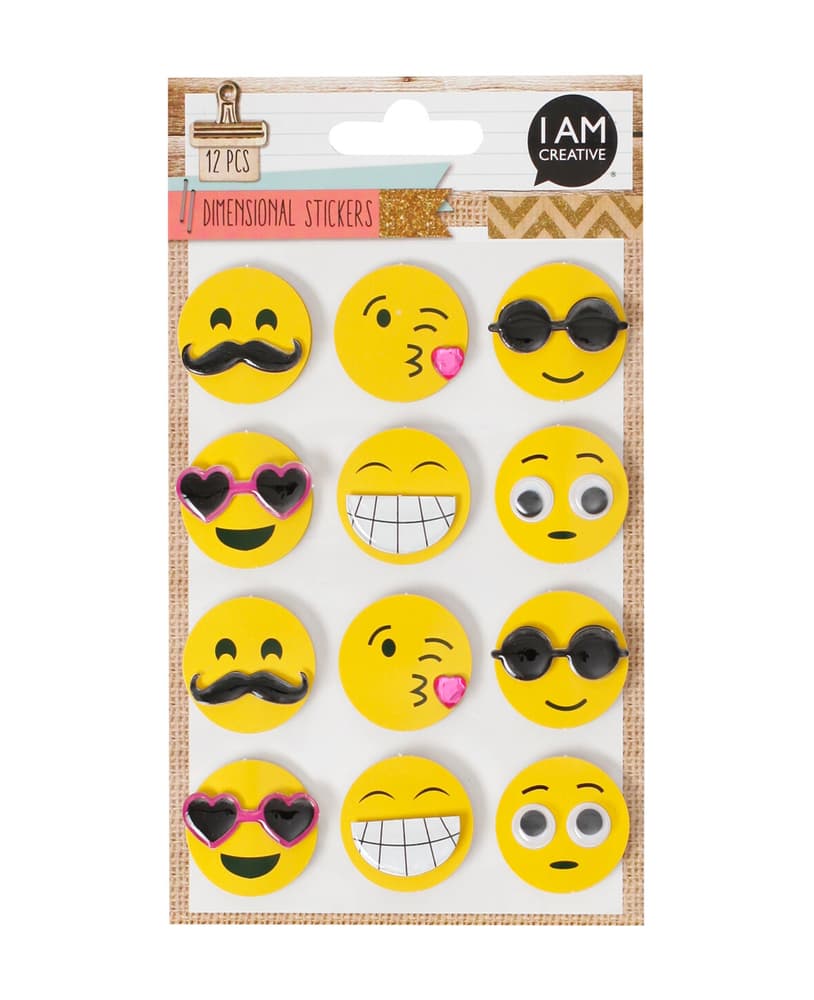 Sticker Emojis ø 3 cm, 12 Stück (Adesivi Emoji ø 3 cm, 12 pezzi) Adesivi 669052400000 N. figura 1