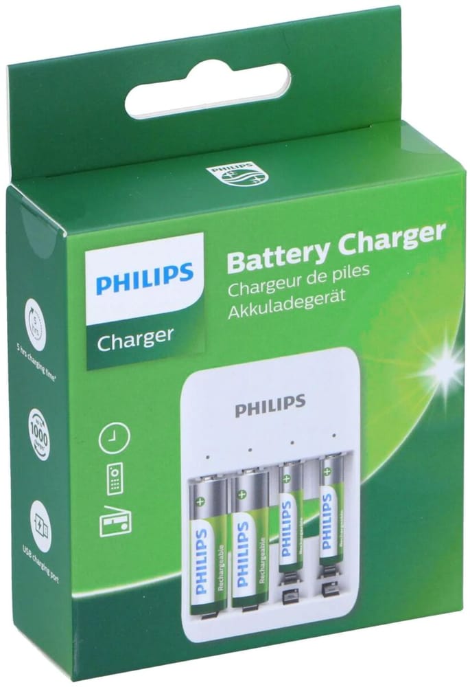 SCB4013NB Chargeur USB pour piles AA/AAA (NiMH) avec 2 piles AA/2 piles AAA Chargeur de piles/batteries Philips 785300174866 Photo no. 1