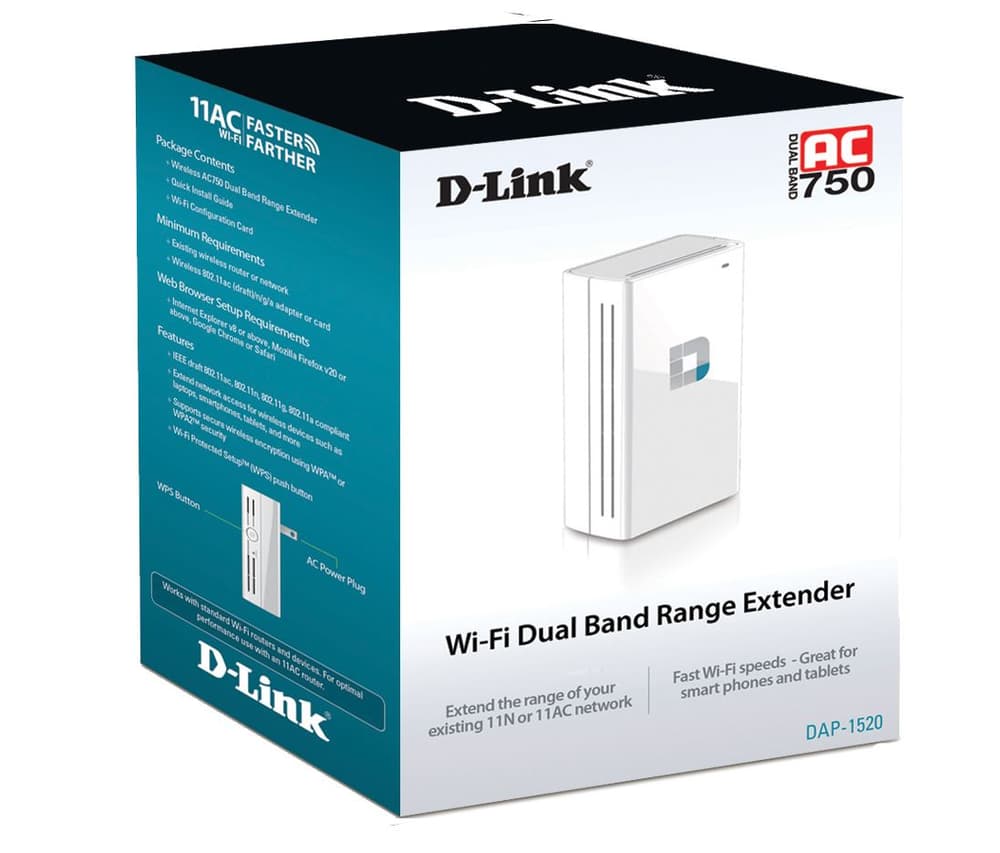 Wi-Fi AC750 Dual Band Range Extender D-Link 79793040000014 No. figura 1