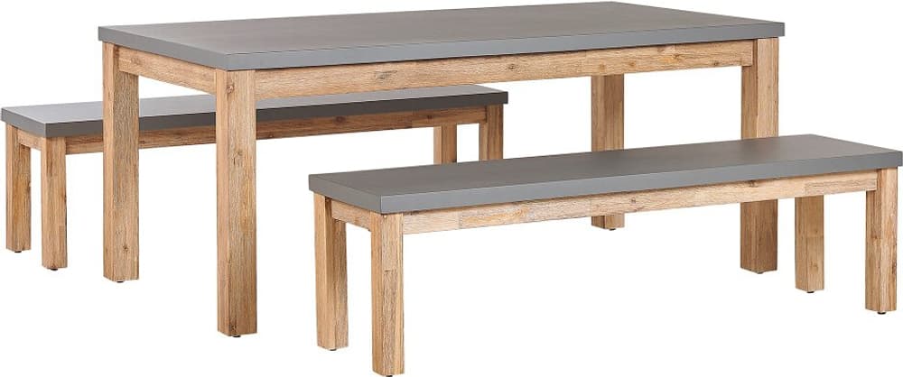 Gartenmöbel Set Beton / Akazienholz grau Tisch mit 2 Bänken OSTUNI Gartenlounge Beliani 759238200000 Bild Nr. 1