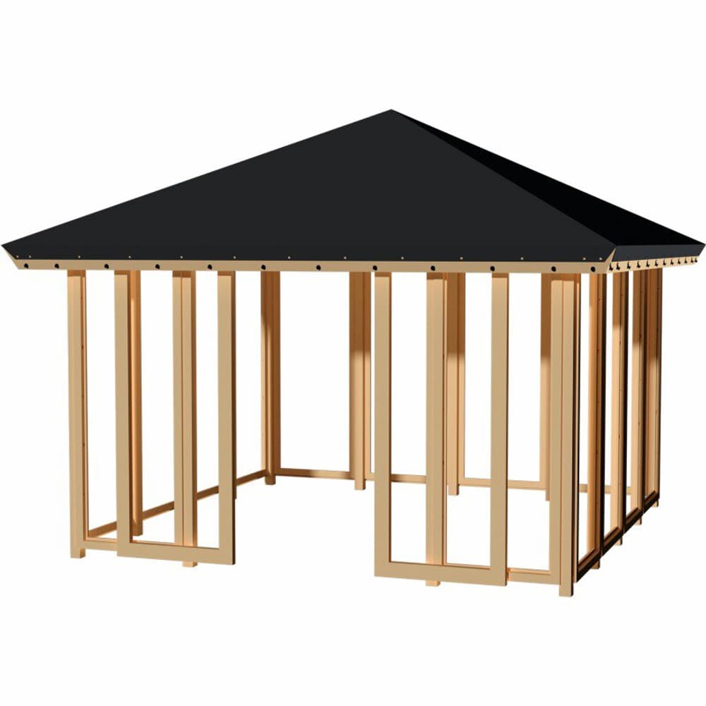 Padiglione con tetto telonato - KDI con elementi in vetro, porta scorrevole Gazebo PLUS 669700107978 N. figura 1