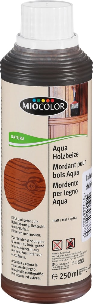 Mordente per legno Aqua Castagna 250 ml Oli + cere per legno Miocolor 661285300000 Colore Castagna Contenuto 250.0 ml N. figura 1