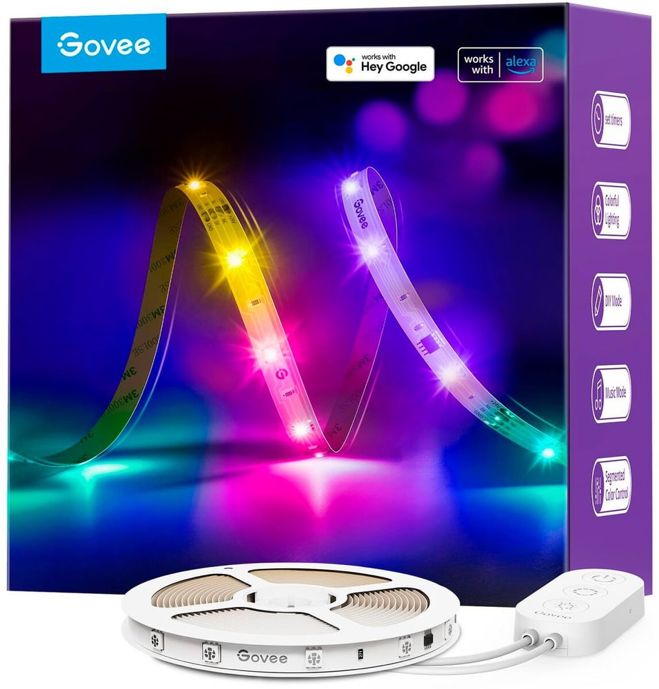 LED Stripe Basic, 10 m, RGBIC, Wi-Fi + Bluetooth Strisce LED Govee 785302426115 N. figura 1