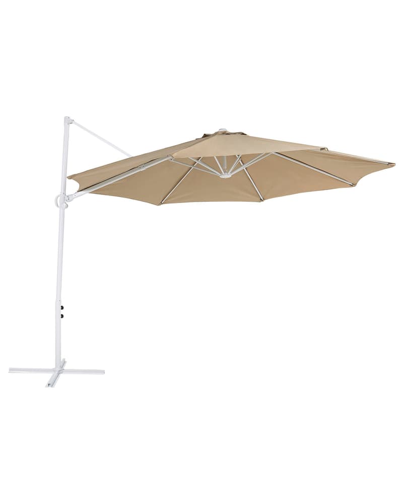 Parasol en porte-à-faux taupe et blanc  2,95 m SAVONA II Parasol suspendu Beliani 753433000000 Photo no. 1