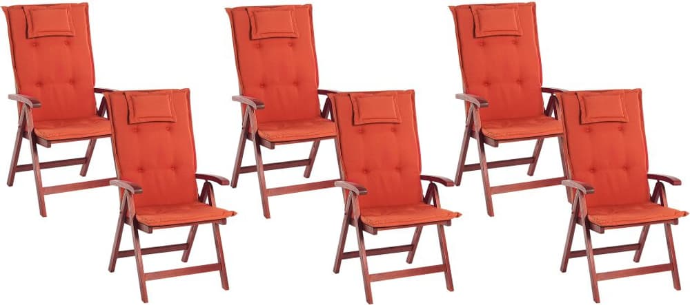 Set di 6 sedie da giardino con cuscini rossi TOSCANA Sedia da giardino Beliani 759230200000 N. figura 1