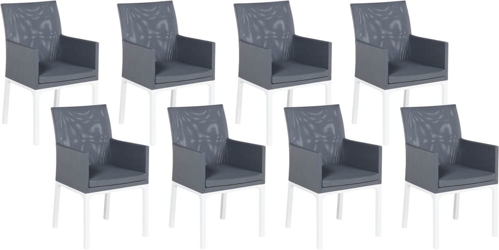 Set di 8 sedie tessuto grigio scuro e bianco BACOLI Sedia da giardino Beliani 674734300000 N. figura 1