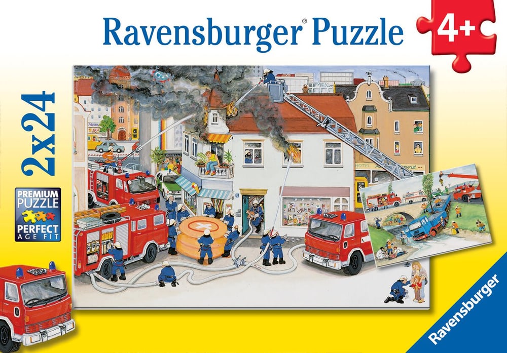 RVB Puzzle 2X24 T. Bei der Feuerwehr Puzzle Ravensburger 749063600000 Bild Nr. 1