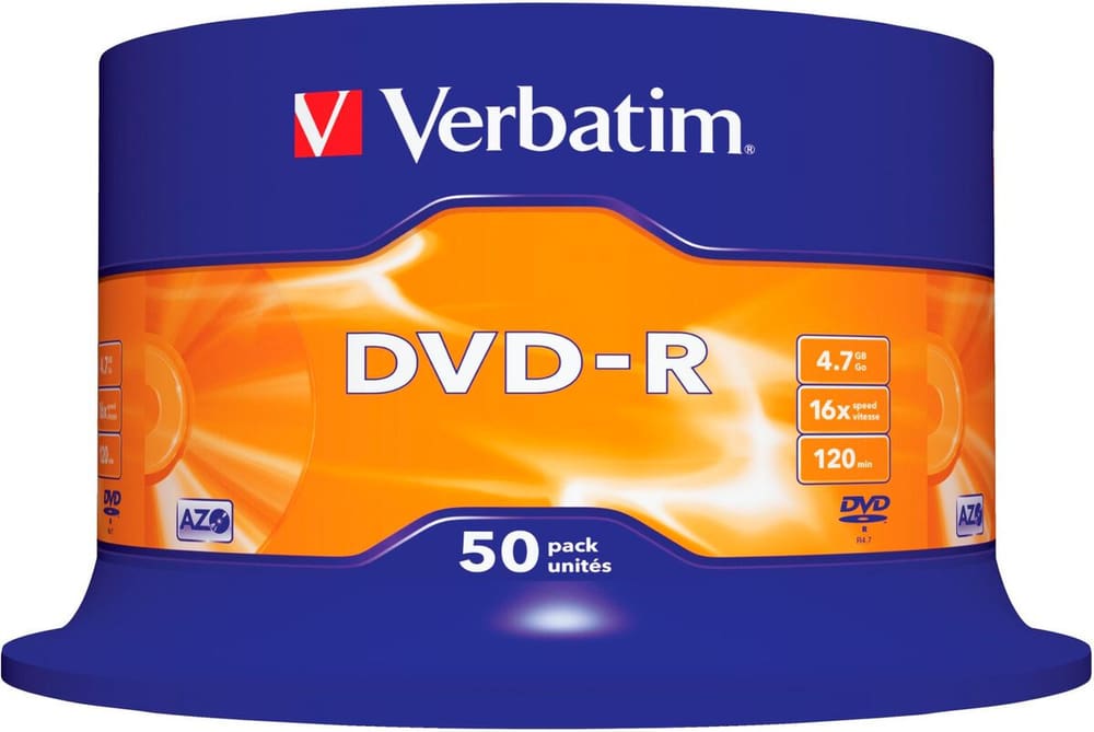 DVD-R 4.7 GB, Spindel (50 Stück) DVD Rohlinge Verbatim 785302436018 Bild Nr. 1