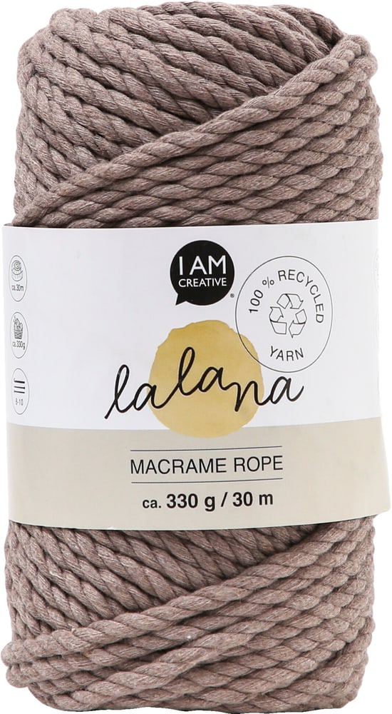 Macrame Rope coffee, filato per macramè Lalana per lavorazioni in macramè, intrecci e annodature, marrone, 5 mm x ca. 30 m, ca. 330 g, 1 gomitolo Filato macramè 668363700000 N. figura 1