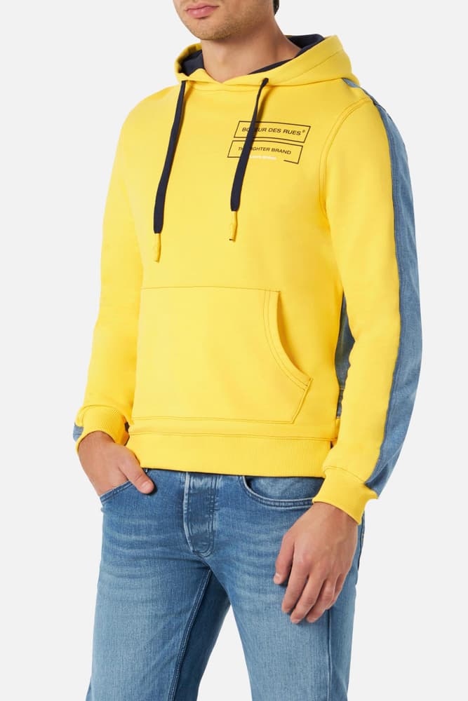 Mixed Fabric Hoodie Felpa con cerniera Boxeur des Rues 472694900450 Taglie M Colore giallo N. figura 1