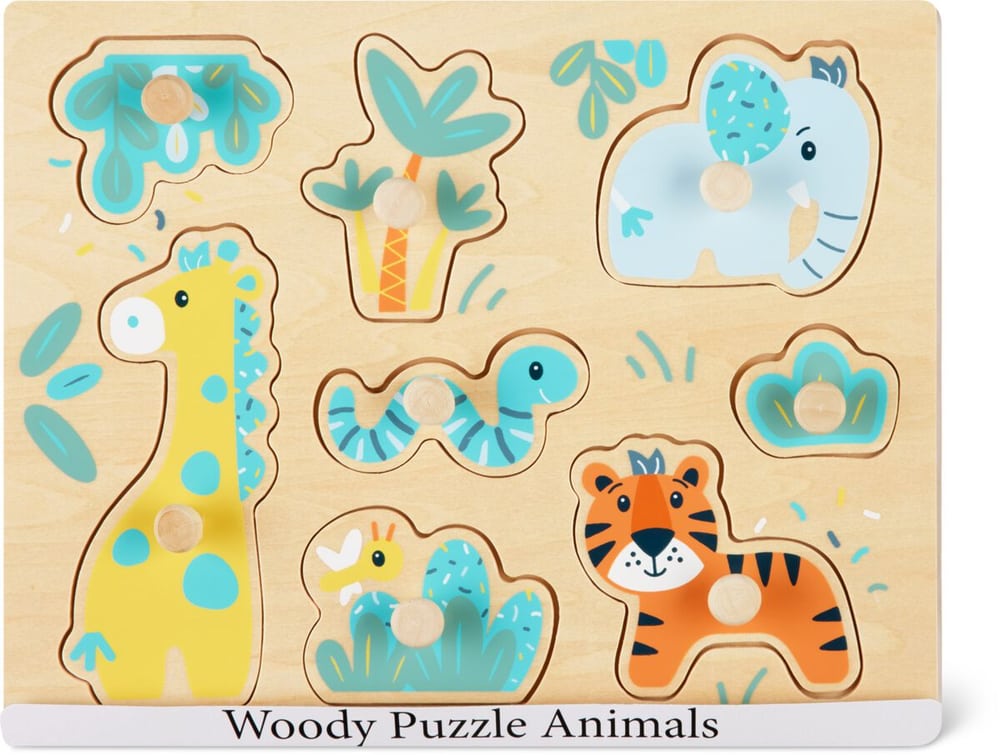 Woody Puzzle Elefante & Giraffa Giochi educativi Woody 749300800000 N. figura 1
