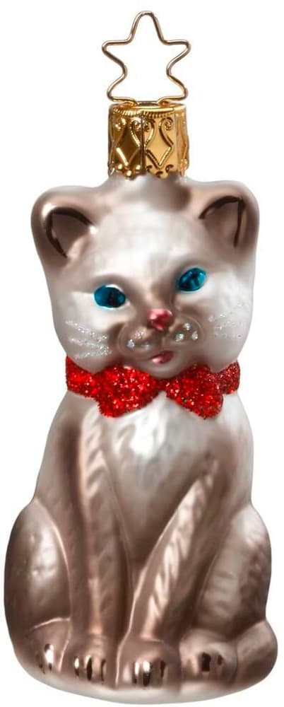 Boule de Noël chat gris verre, H : 8.5 cm Décoration de sapin Inge Glas Manufaktur 785302444694 Photo no. 1