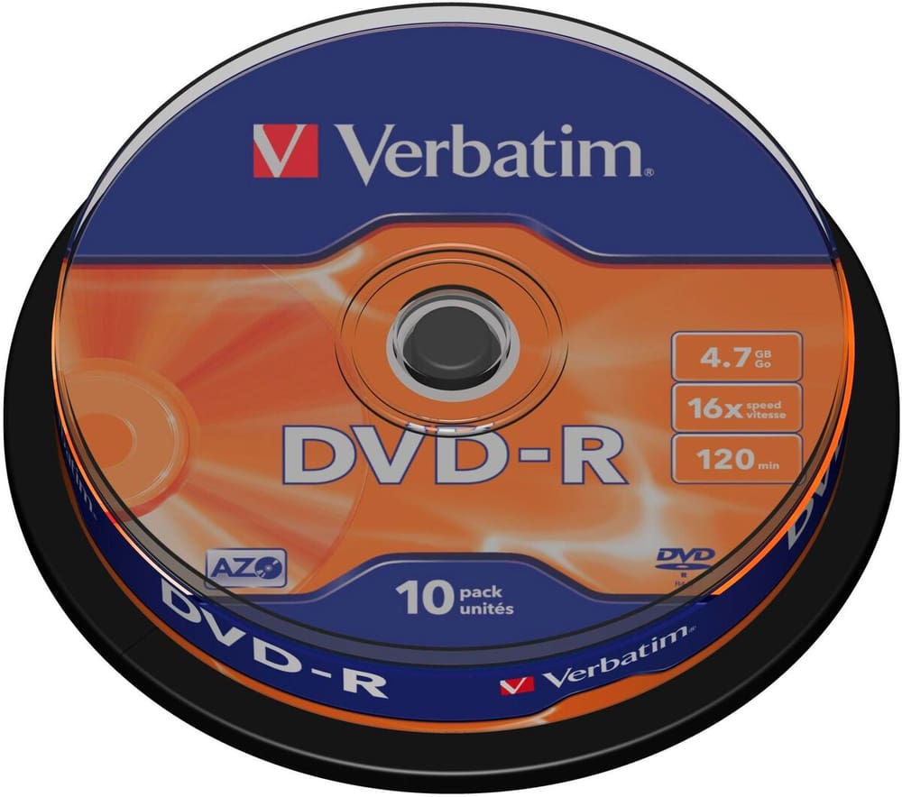 DVD-R 4,7 GB, fuso (10 pezzi) DVD vuoti Verbatim 785302436010 N. figura 1