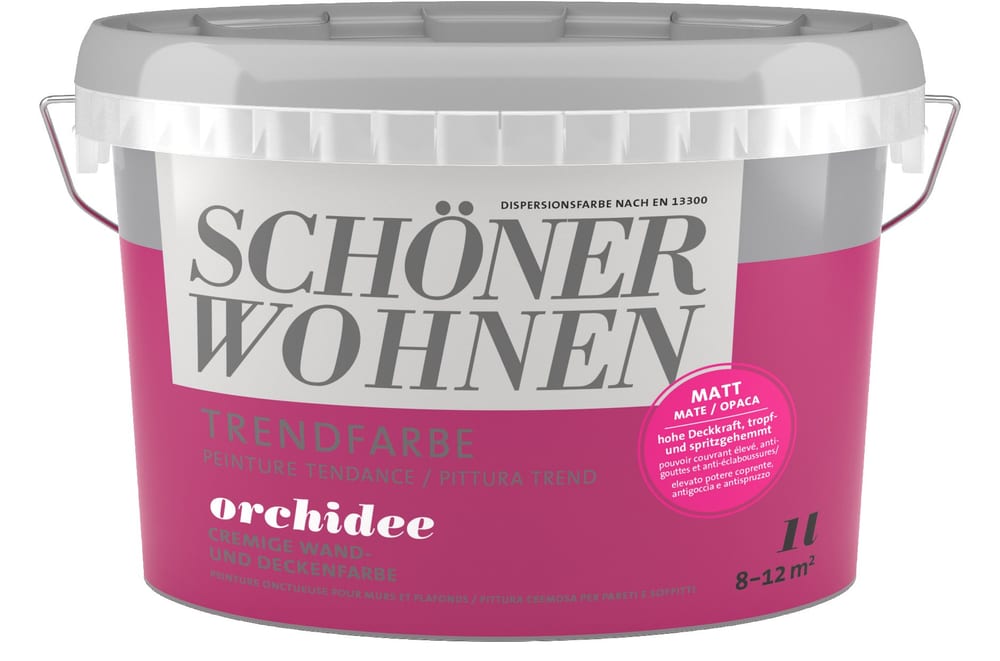 Vernice di tendenza opaca Orchidee 1 l Pittura per pareti Schöner Wohnen 660906000000 Contenuto 1.0 l N. figura 1
