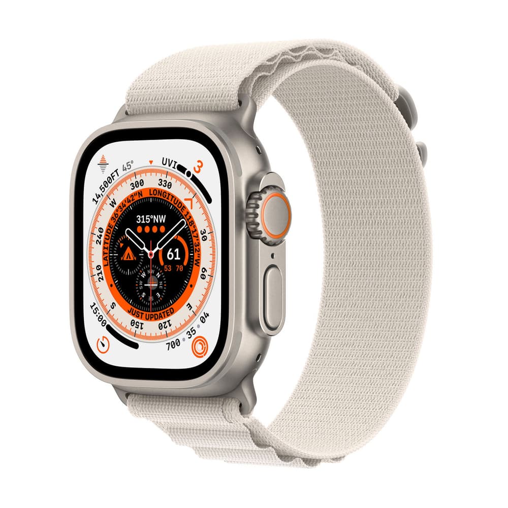 Watch Ultra GPS + Cellular, 49mm Titanium Case with Starlight Alpine Loop - Medium Smartwatch Apple 785300169145 Bild Nr. 1