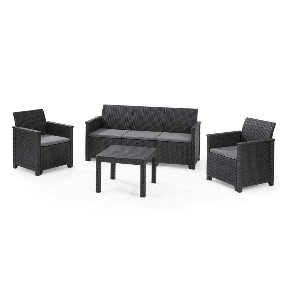 Emma Lounge Set graphite Sofa 3er + 2 Sessel + Tisch Keter 669700107107 Bild Nr. 1