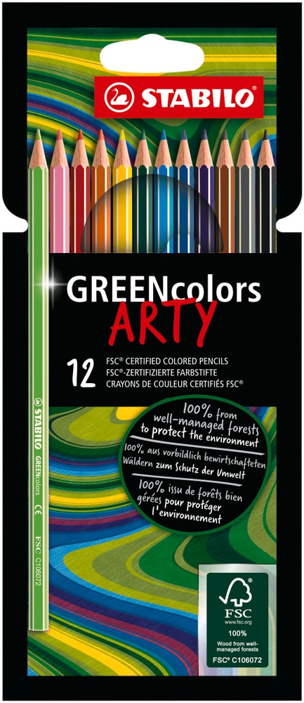 STABILO® GREENcolors crayon de couleur étui en carton ARTY de 12 Des crayons Stabilo 668485800000 Photo no. 1