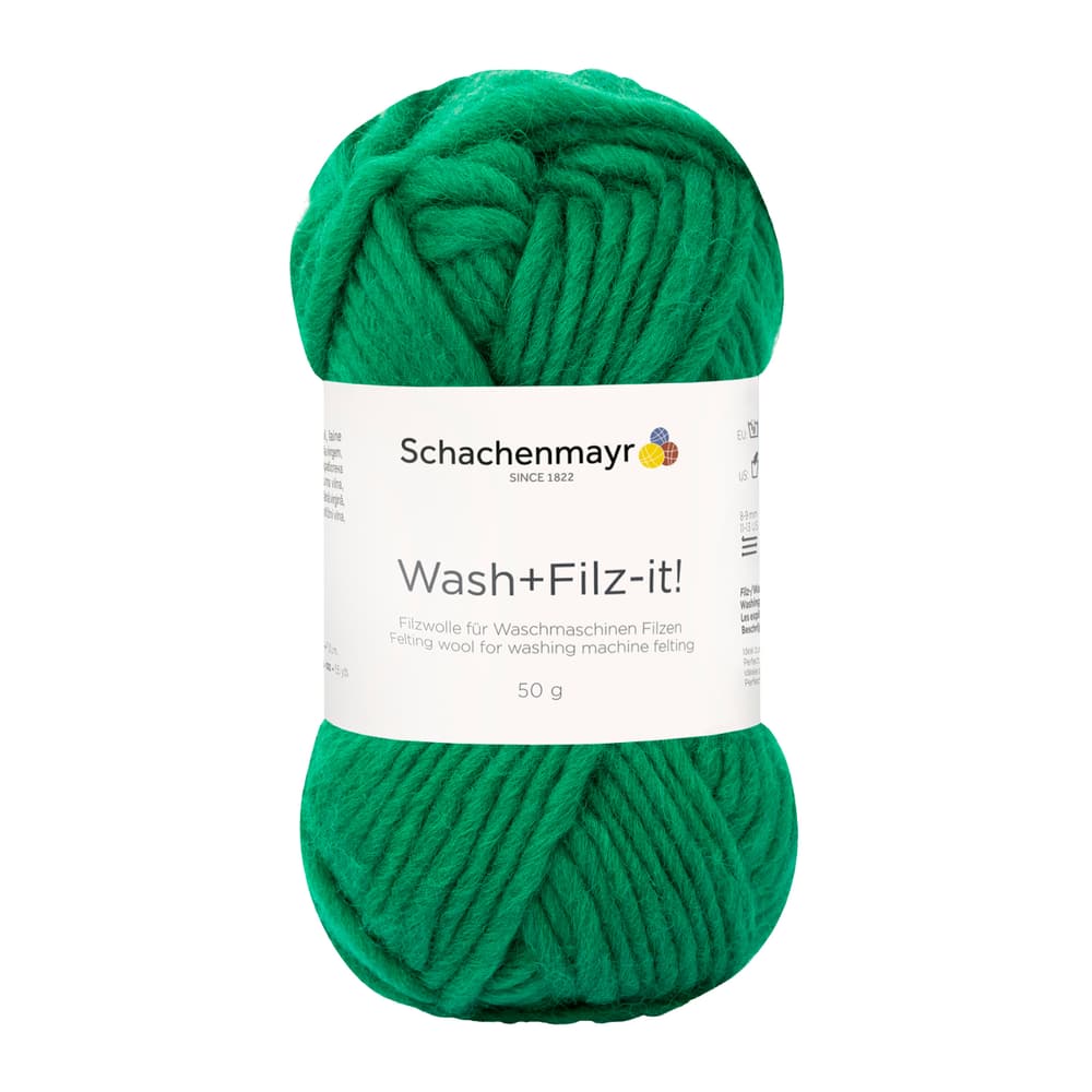 Filzwolle «Wash + Filz-it!» Filzwolle Schachenmayr 667089000030 Farbe Grasgrün Grösse L: 14.0 cm x B: 7.5 cm x H: 7.0 cm Bild Nr. 1