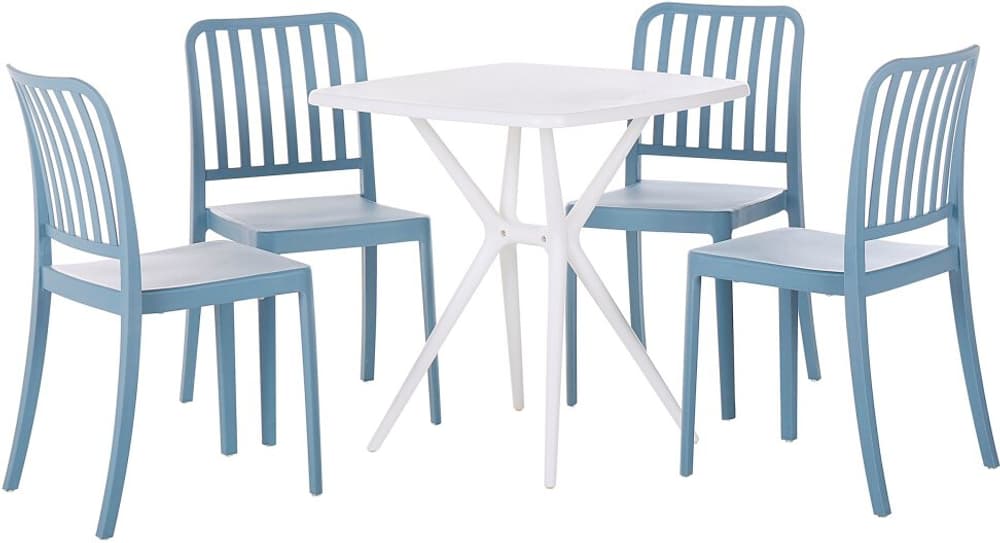 Set de bistrot avec table et 4 chaises bleu et blanc SERSALE Ensemble lounge de jardin Beliani 759249200000 Photo no. 1