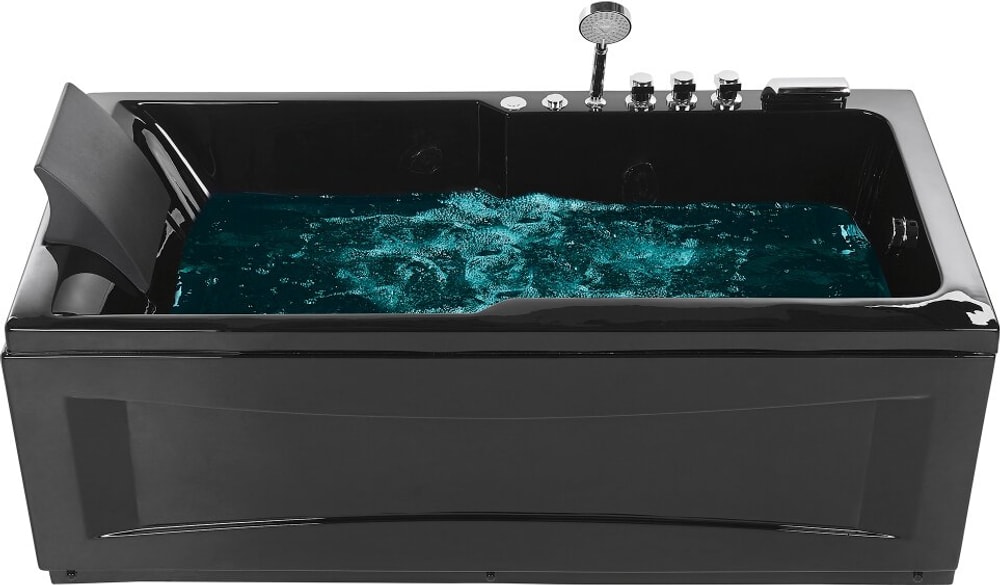 Whirlpool Badewanne schwarz rechteckig mit LED 169 x 81 cm links ARTEMISA Rechteckige Badewanne Beliani 621033900000 Bild Nr. 1