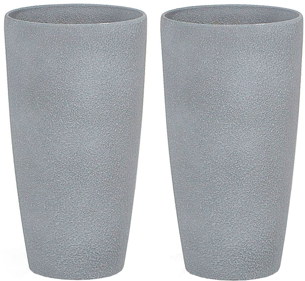 Set di 2 vasi polvere di pietra grigio  23 cm ABDERA Vaso per fiori Beliani 615191500000 N. figura 1