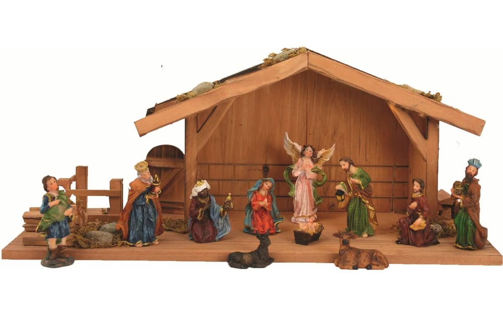 Krippe Stall mit Figuren 7.5 cm, 13 Stück Weihnachtsszenen Botanic-Haus 785302412726 Bild Nr. 1