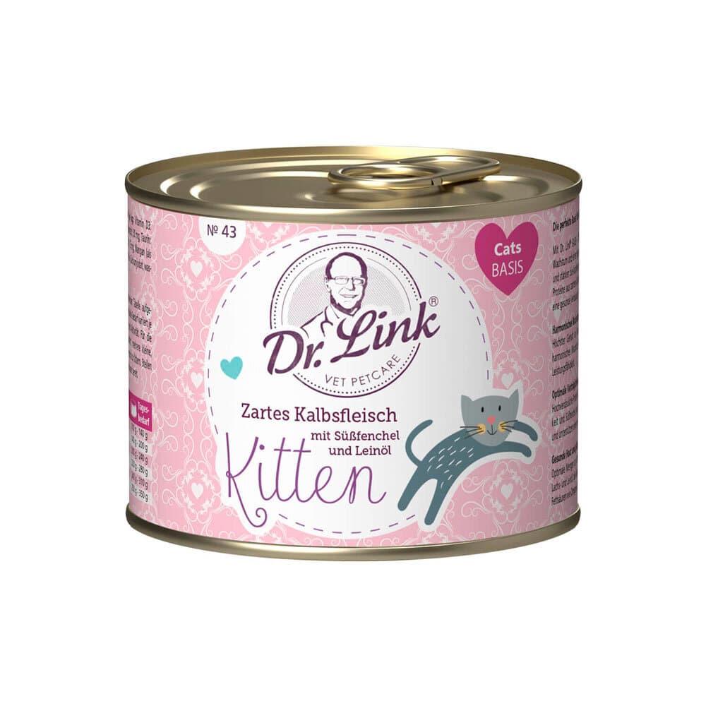 Kitten zartes Kalbsfleisch mit Süssfenchel + Leinöl, 0.2 kg Nassfutter Dr. Link 658330700000 Bild Nr. 1