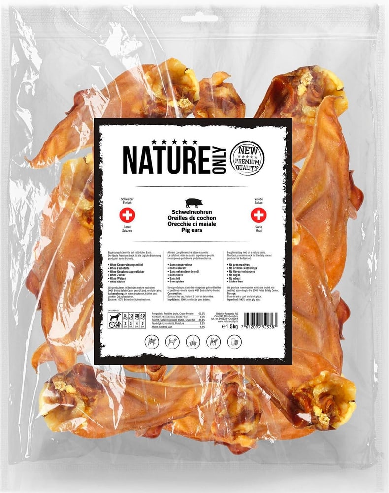 Orecchie di maiale da masticare 1,5 kg Cibo secco NatureOnly 785300193730 N. figura 1