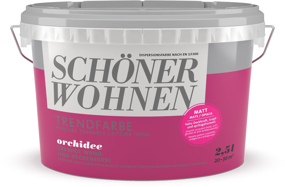 Vernice di tendenza opaca Orchidee 2.5 l Pittura per pareti Schöner Wohnen 660905900000 Contenuto 2.5 l N. figura 1