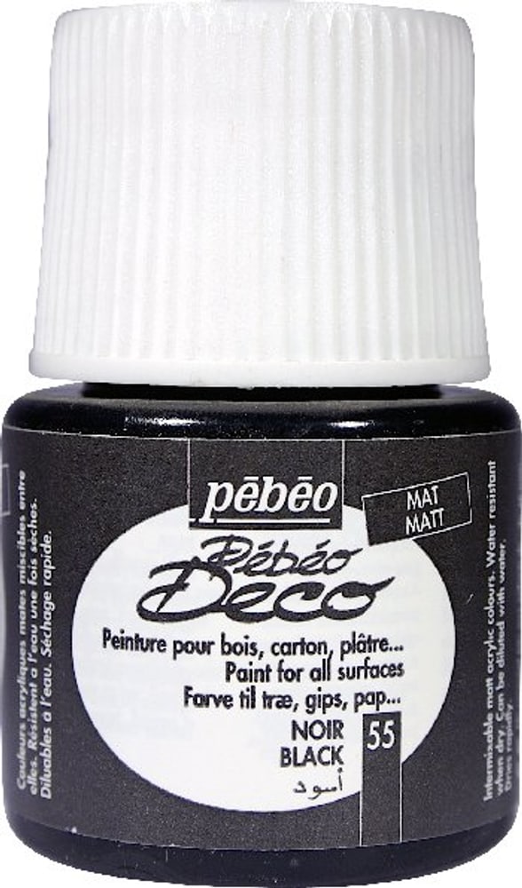 Pébéo Deco black 55 Peinture acrylique Pebeo 663513005500 Couleur Noir Photo no. 1