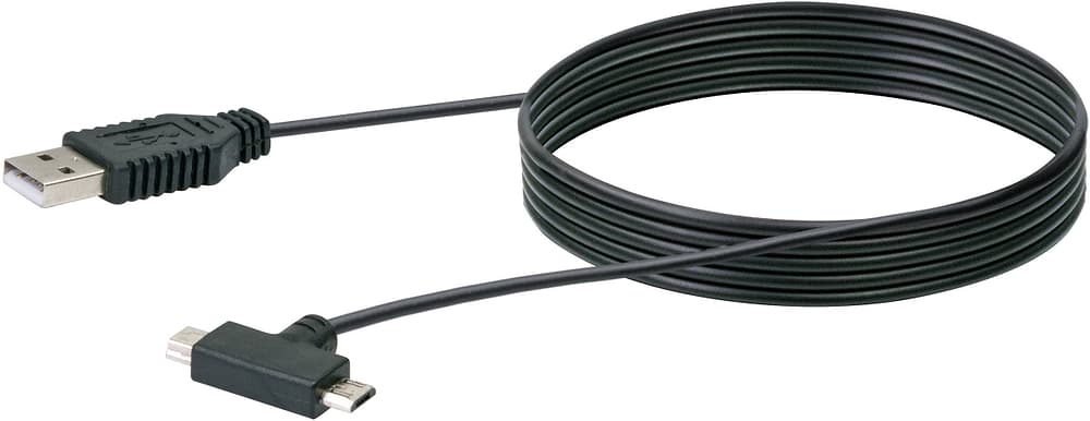 Cable USB 2.0 1m noir, USB 2.0 typeA / Micro-USB / Mini-USB Câble USB Schwaiger 613183500000 Photo no. 1