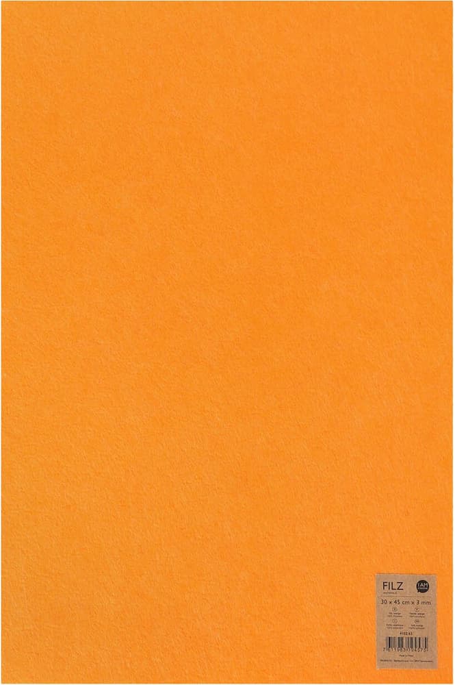 Feltro tessile, arancione, 30x45cm x 3mm Feltro artigianale 666914300000 N. figura 1