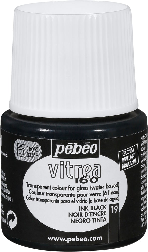 PÉBÉO Vitrea 160 Glossy 19 Ink Black 45ml Glasfarbe Pebeo 663507311900 Farbe Tintenschwarz Bild Nr. 1