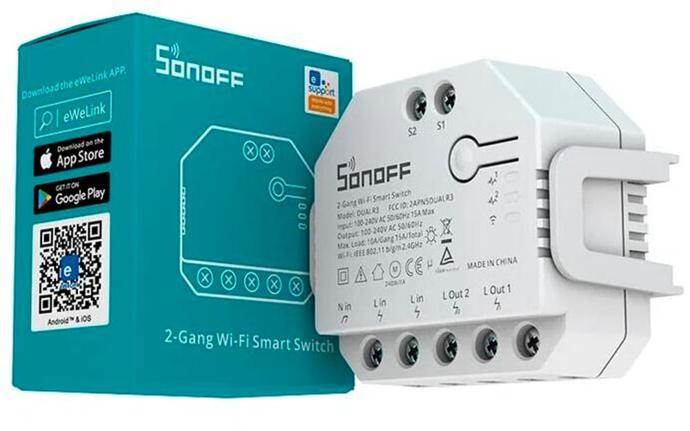 WiFi-Rolladenaktor DUALR3 2-fach Smart Home Controller Sonoff 785300189059 Bild Nr. 1