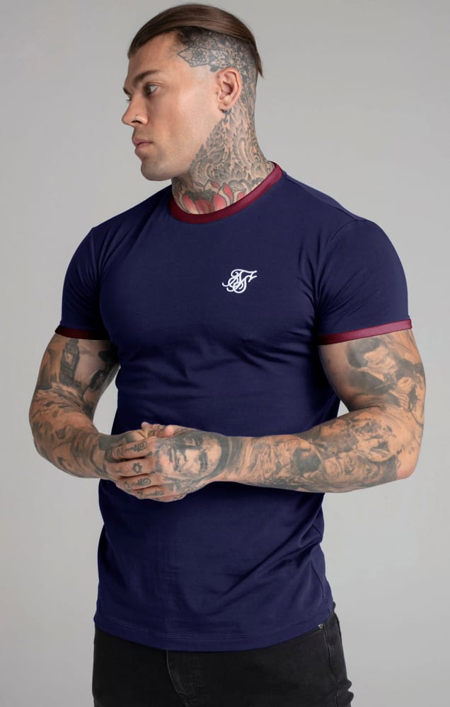 Short Sleeve Ringer T-Shirt T-shirt SikSilk 474111800622 Taille XL Couleur bleu foncé Photo no. 1