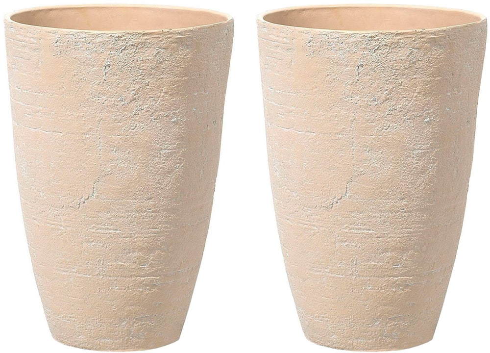 Set di 2 vasi beige sabbia 43 x 43 x 60 CAMIA Vaso per fiori Beliani 615192600000 N. figura 1
