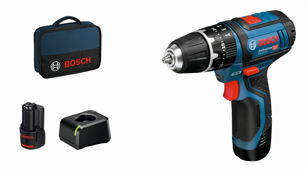 GSB 12V-15, 2 batteries Perceuse-visseuse à percussion Bosch Professional 616120100000 Photo no. 1