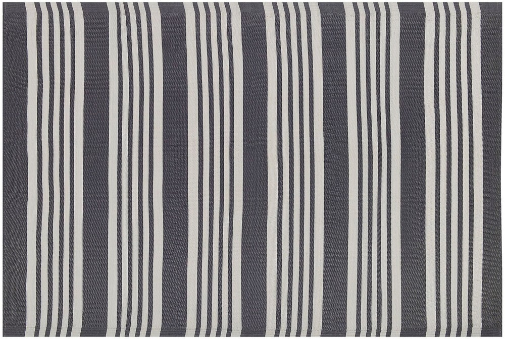 Tappeto da esterno nero e grigio chiaro motivo a strisce 120 x 180 cm DELHI Tappeto per esterni Beliani 759196800000 N. figura 1