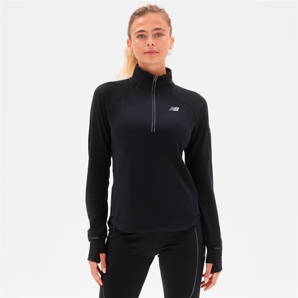 W NB Heat Grid Half Zip Pull-over New Balance 468903000220 Taille XS Couleur noir Photo no. 1