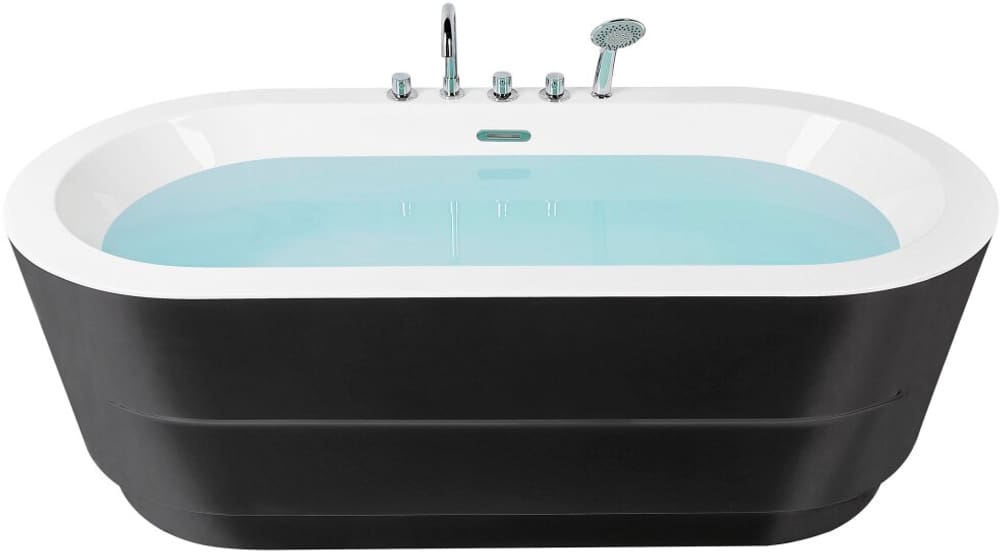 Badewanne freistehend schwarz mit Armatur oval 170 x 80 cm EMPRESA Freistehende Badewanne Beliani 759245100000 Bild Nr. 1