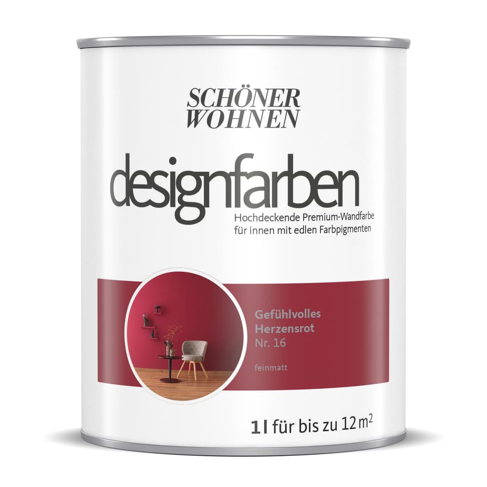 Designfarbe Herzensrot 1 l Wandfarbe Schöner Wohnen 660992800000 Inhalt 1.0 l Bild Nr. 1