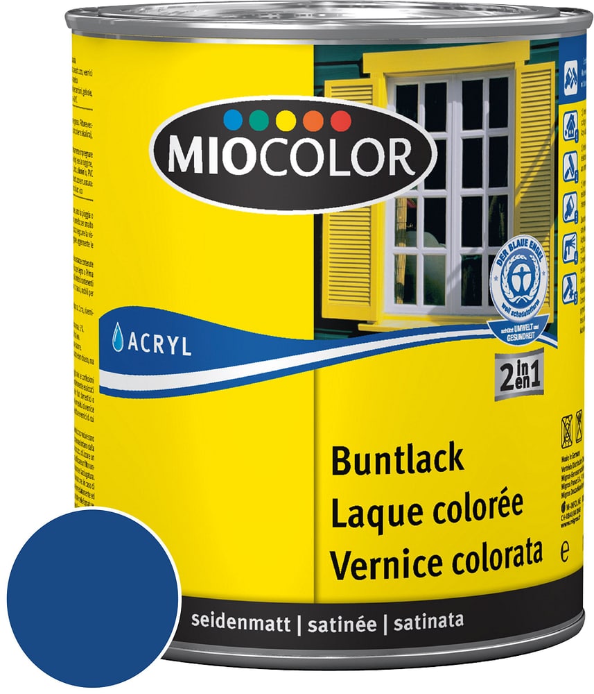 Acryl Buntlack seidenmatt Enzianblau 375 ml Acryl Buntlack Miocolor 660552100000 Farbe Enzianblau Inhalt 375.0 ml Bild Nr. 1