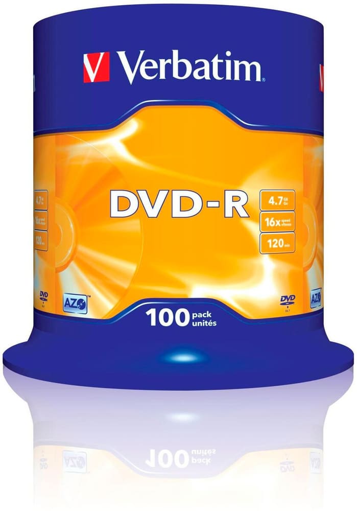 DVD-R 4.7 GB, Spindel (100 Stück) DVD Rohlinge Verbatim 785302436020 Bild Nr. 1
