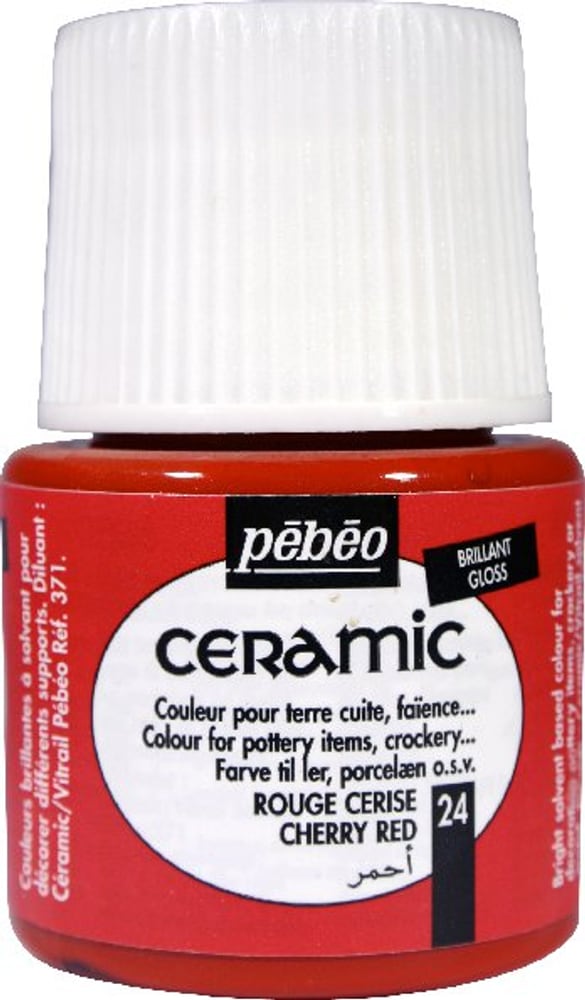 PÉBÉO Ceramic Keramikmalfarbe 24 Cherry Red 45ml Keramikfarbe Pebeo 663510000400 Farbe Kirschrot Bild Nr. 1