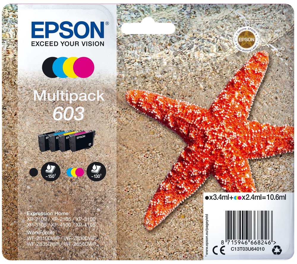 Multipack 603 CMYBK Cartuccia d'inchiostro Epson 798266500000 N. figura 1