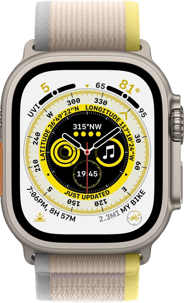 Watch Ultra GPS + Cellular, 49mm Titanium Case with Yellow/Beige Trail Loop - S/M Montre connectée Apple 785300169138 Photo no. 1