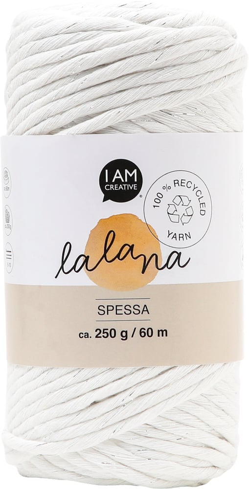 Spessa cream silver, Lalana Makrameegarn zum Häkeln, Stricken, Knüpfen & Makramee Projekte, Creme- & Silberfarbe, ca. 5 mm x 60 m, ca. 250 g, 1 gebündelter Strang Makramee Garn 668367200000 Bild Nr. 1