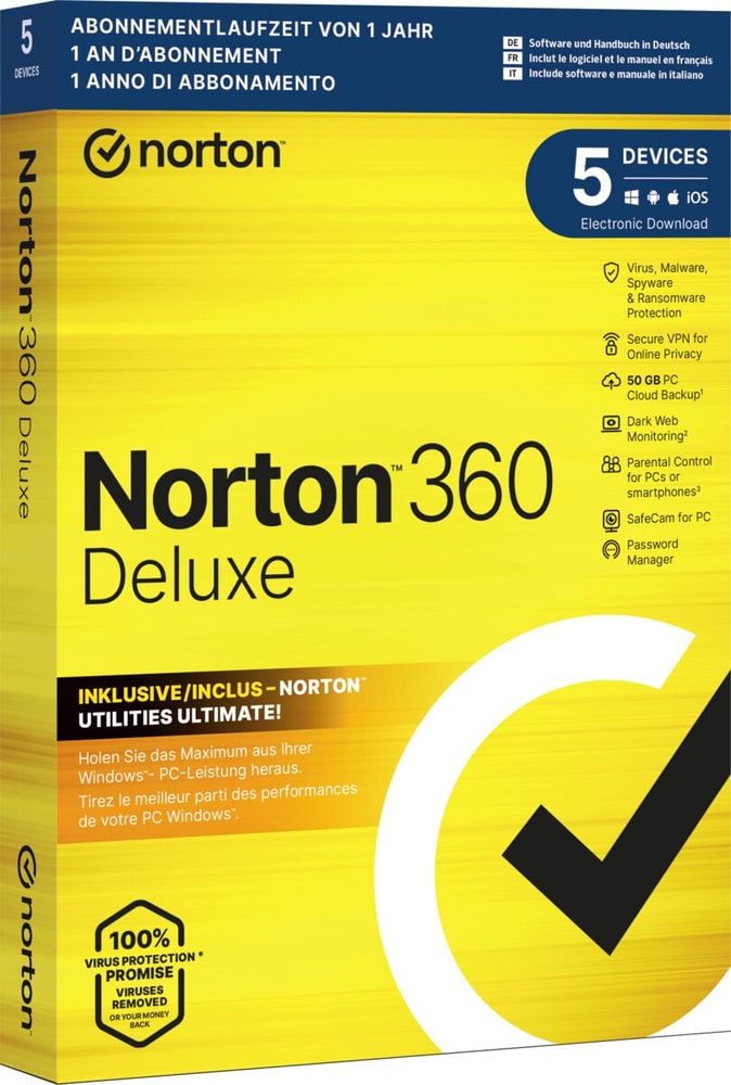 360 Deluxe + Norton Utilities Ultimate for 5 Devices Antivirus (Box) Norton 785300163342 Bild Nr. 1