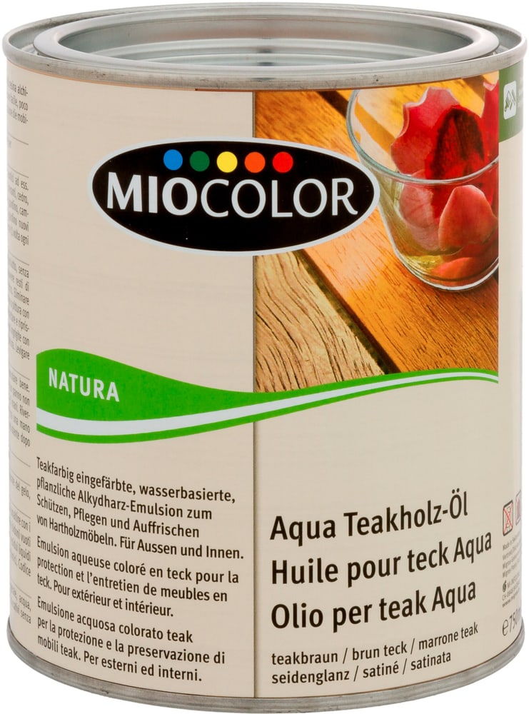 Olio per teak Aqua Marrone teak 750 ml Oli + cere per legno Miocolor 661118500000 N. figura 1